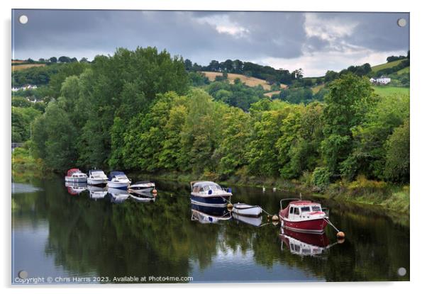 Boats on the River Dart, Devon Acrylic by Chris Harris