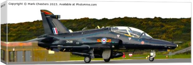 Hawk T2 just landing at RAF Valley Canvas Print by Mark Chesters
