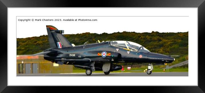 Hawk T2 just landing at RAF Valley Framed Mounted Print by Mark Chesters