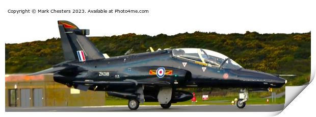 Hawk T2 just landing at RAF Valley Print by Mark Chesters