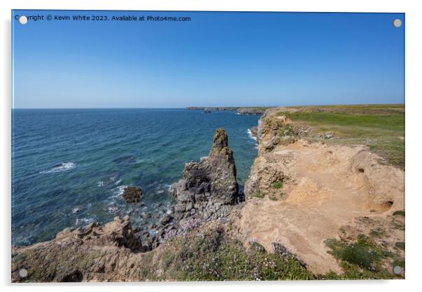 Cliff walk to Broad Haven South beach Pembrokeshire Acrylic by Kevin White