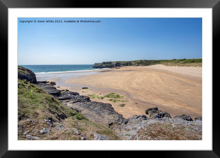 Broad Haven beach view from cliff top Framed Mounted Print by Kevin White