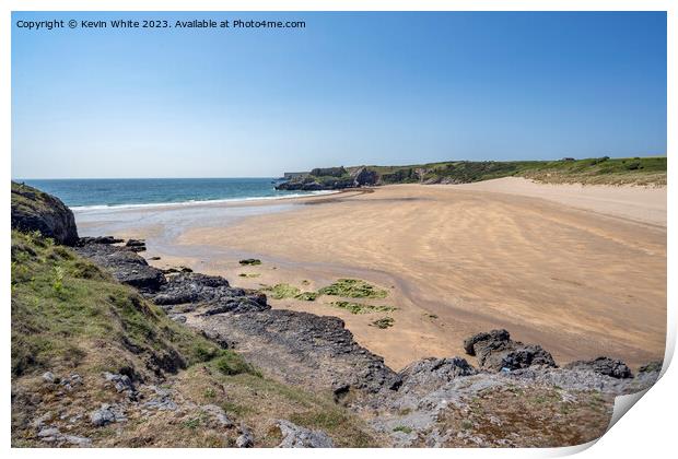 Broad Haven beach view from cliff top Print by Kevin White