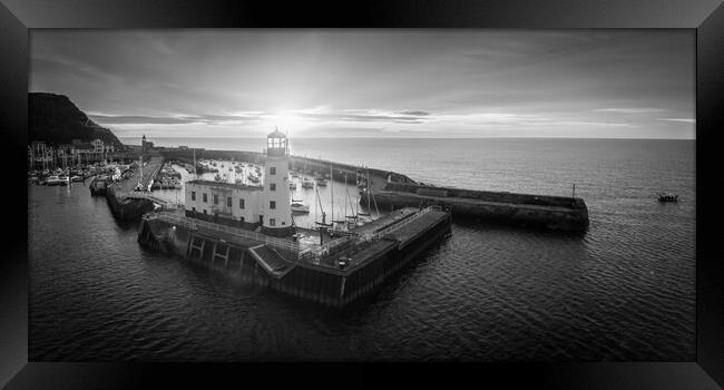 Scarborough Lighthouse Black and White Framed Print by Apollo Aerial Photography