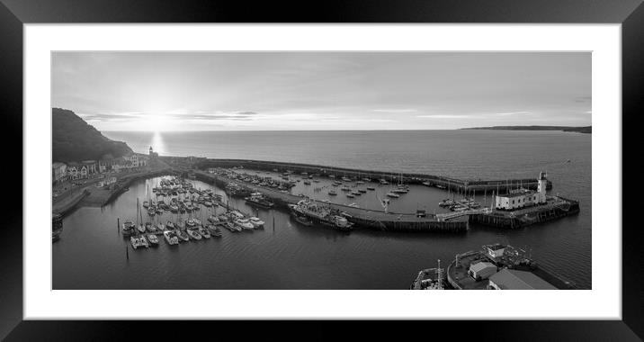 Scarborough Lighthouse Black and White Framed Mounted Print by Apollo Aerial Photography