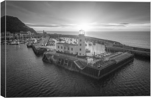 Scarborough Lighthouse Black and White Canvas Print by Apollo Aerial Photography