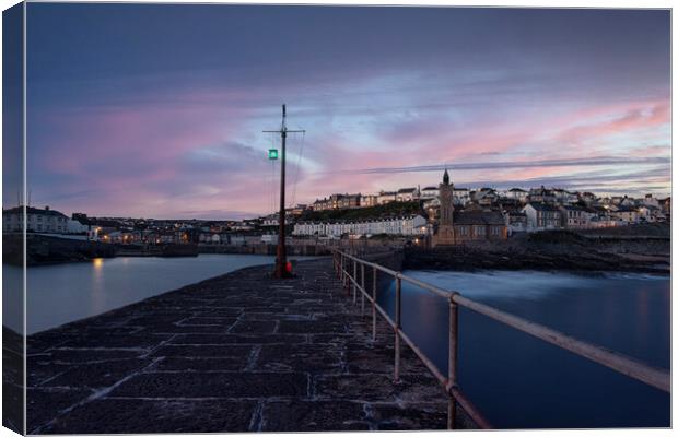 Porthleven Harbour Cornwall,early morning Canvas Print by kathy white