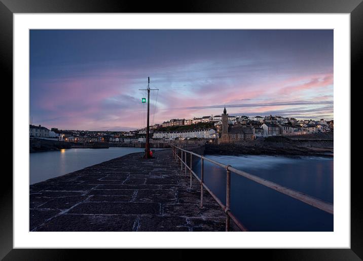 Porthleven Harbour Cornwall,early morning Framed Mounted Print by kathy white