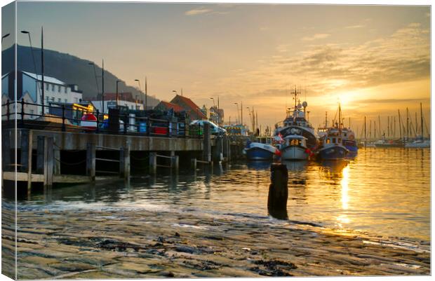 Scarborough Harbour Sunrise Canvas Print by Alison Chambers