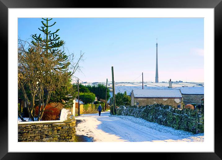 Emley Moor Mast Landscape  Framed Mounted Print by Alison Chambers