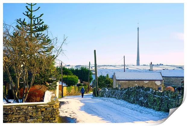 Emley Moor Mast Landscape  Print by Alison Chambers