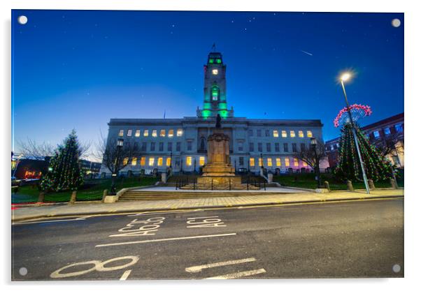 Barnsley Town Hall and Shooting Star Acrylic by Alison Chambers