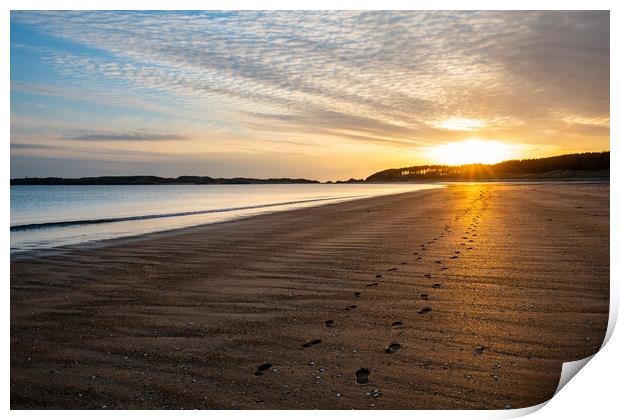Footprints in the sand at Newborough Print by Andrew Kearton