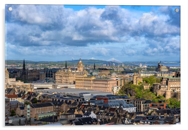 City Center of Edinburgh Cityscape Acrylic by Artur Bogacki