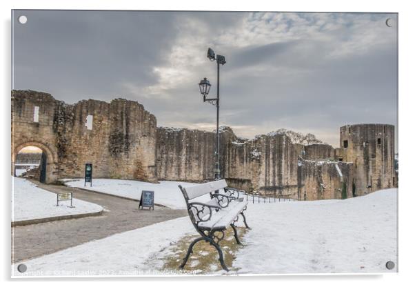 Barnard Castle Ruins, Teesdale, in Snow Acrylic by Richard Laidler