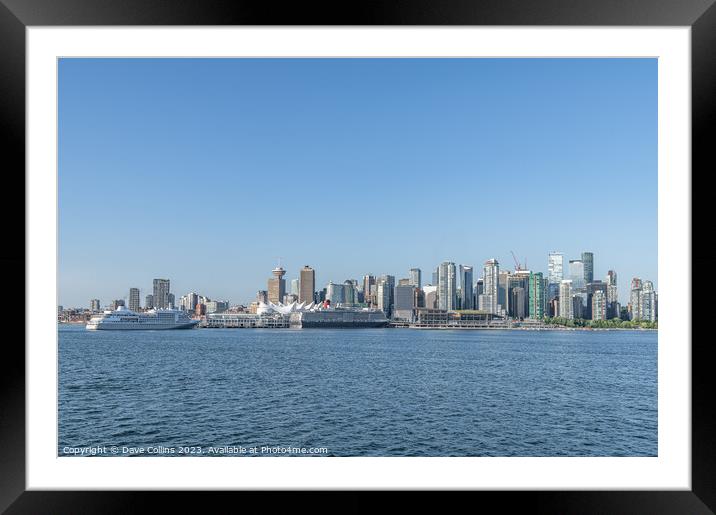 The Silver Whisper and Queen Elizabeth cruise ships docked at the Cruise Line Terminal with the downtown  skyscrapers, Vancouver, Canada Framed Mounted Print by Dave Collins