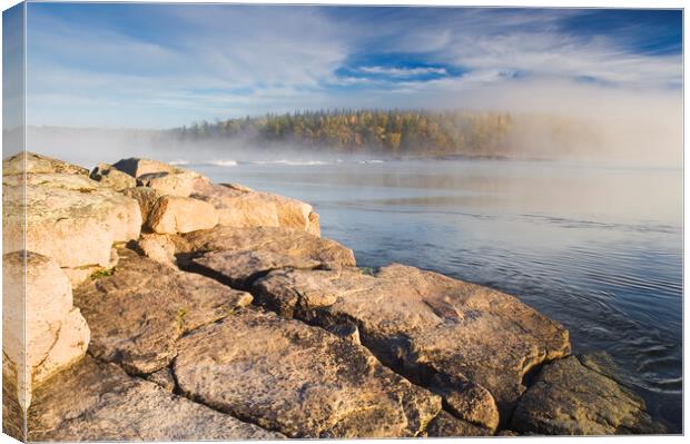 Canadian Shield Rock and Lake Canvas Print by Dave Reede