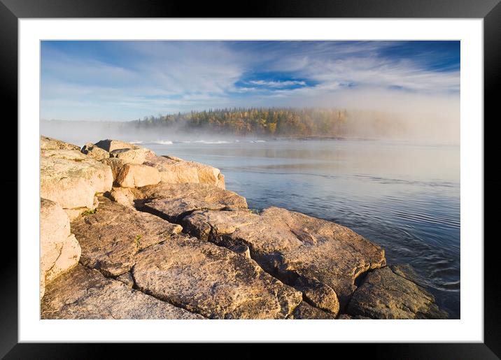 Canadian Shield Rock and Lake Framed Mounted Print by Dave Reede