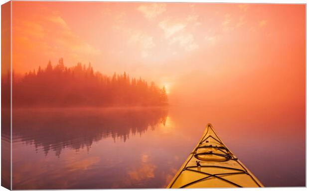 kayaking, Lyons Lake, Whiteshell Provincial Park Canvas Print by Dave Reede