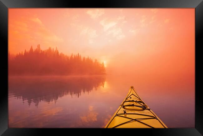 kayaking, Lyons Lake, Whiteshell Provincial Park Framed Print by Dave Reede