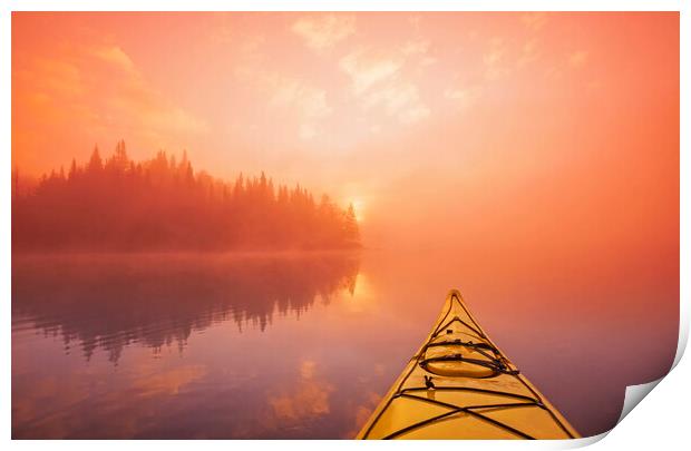 kayaking, Lyons Lake, Whiteshell Provincial Park Print by Dave Reede
