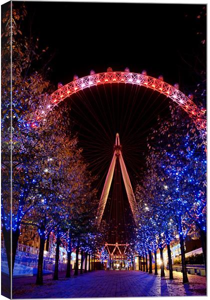 Night Time London Eye Canvas Print by Phil Clements