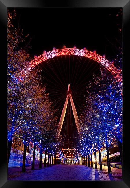 Night Time London Eye Framed Print by Phil Clements