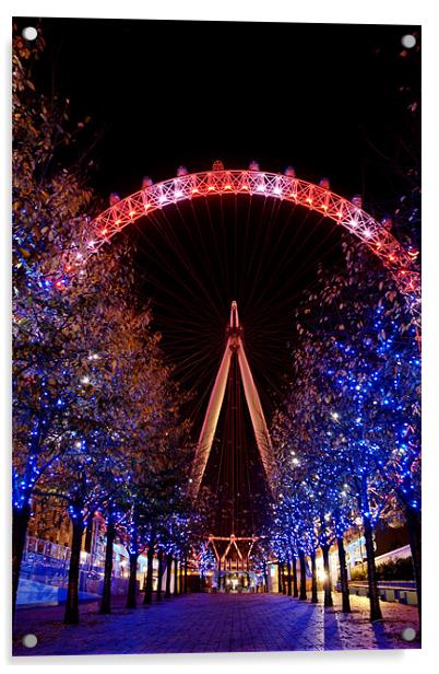 Night Time London Eye Acrylic by Phil Clements
