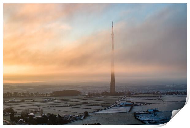 Emley Moor Sunrise Print by Apollo Aerial Photography