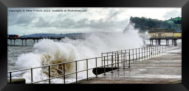 Waves On Teignmouth Sea Front Framed Print by Peter F Hunt