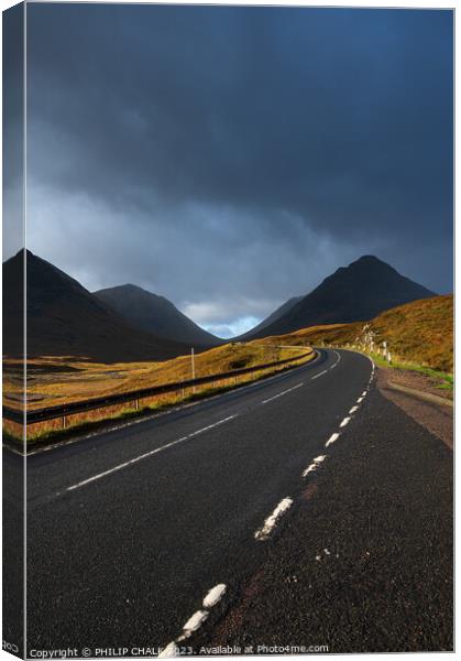 Glencoe and the A82 986 Canvas Print by PHILIP CHALK