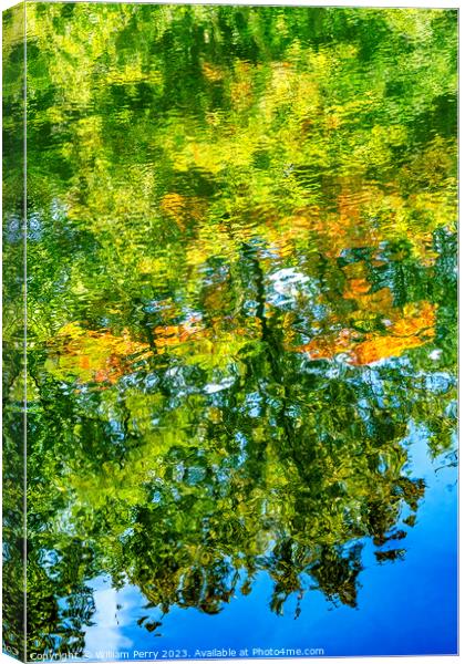 Wide Orange Green Blue Water Reflection Abstract Habikino Osaka  Canvas Print by William Perry