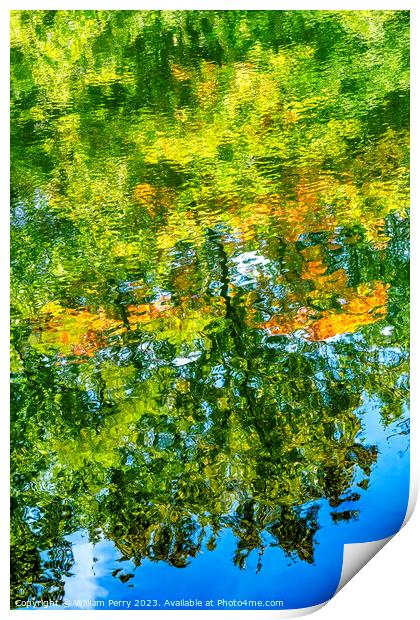 Wide Orange Green Blue Water Reflection Abstract Habikino Osaka  Print by William Perry