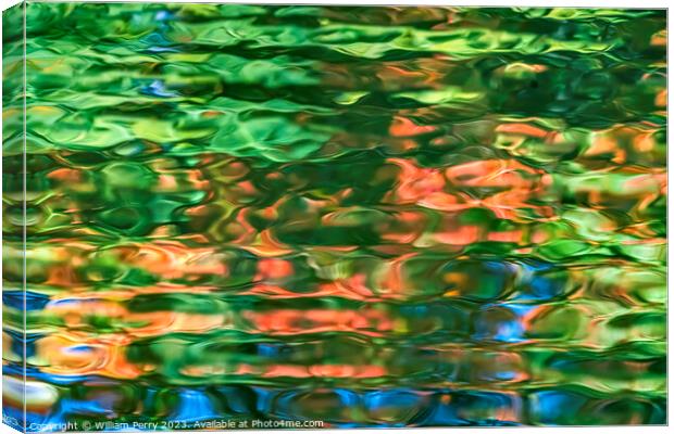 Red Green Blue Water Reflection Abstract Habikino Osaka Japanr Canvas Print by William Perry