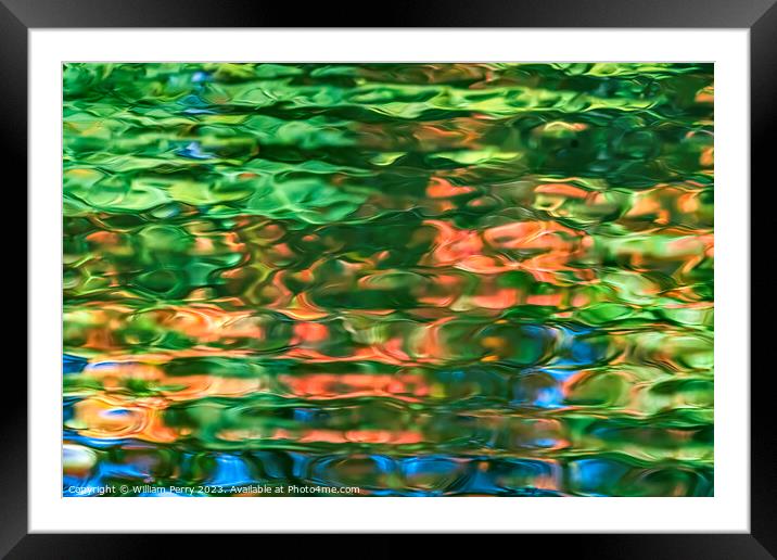 Red Green Blue Water Reflection Abstract Habikino Osaka Japanr Framed Mounted Print by William Perry