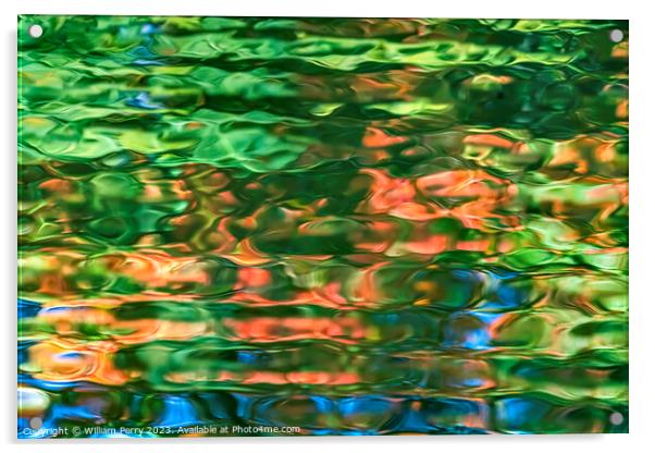 Red Green Blue Water Reflection Abstract Habikino Osaka Japanr Acrylic by William Perry