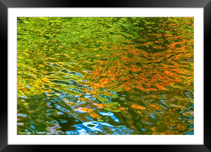 Orange Green Blue Water Reflection Abstract Habikino Osaka Japan Framed Mounted Print by William Perry