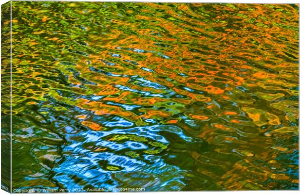 Orange Green Blue Water Reflection Abstract Habikino Osaka Japan Canvas Print by William Perry