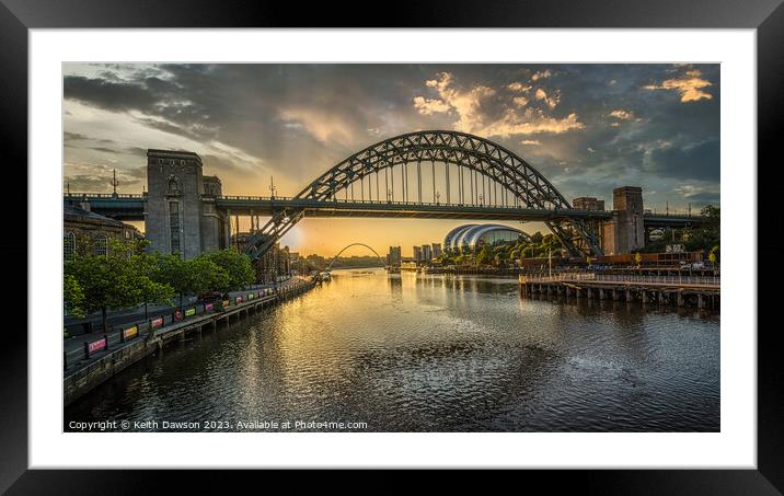 Sunrise at The Tyne Bridge Framed Mounted Print by Keith Dawson