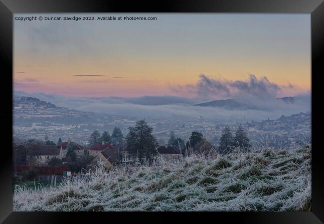 Misty Winter wonderland suset over Bath Framed Print by Duncan Savidge