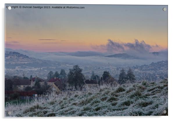 Misty Winter wonderland suset over Bath Acrylic by Duncan Savidge