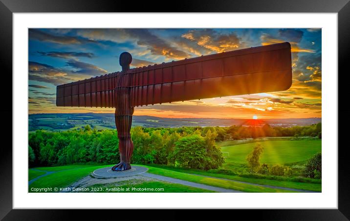 The Angel of the North at sunset Framed Mounted Print by Keith Dawson