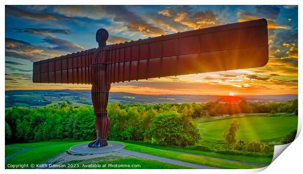 The Angel of the North at sunset Print by Keith Dawson