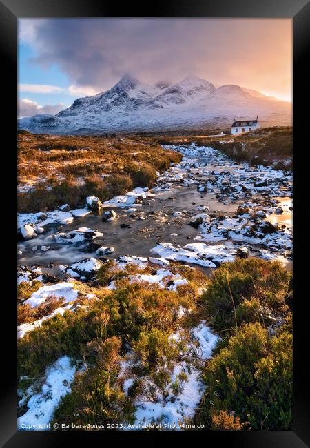 Sgurr nan Gillean in Winter, Sligachan Skye. Framed Print by Barbara Jones