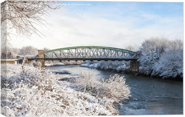 A winter view of Fatfield Bridge Canvas Print by Bryan Attewell