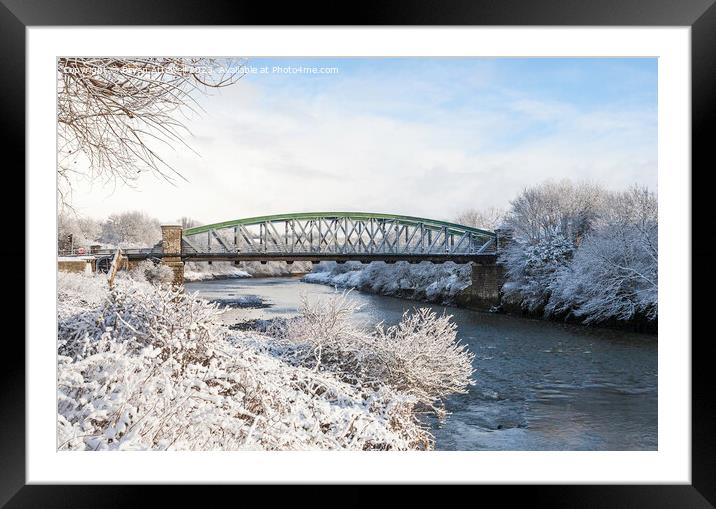 A winter view of Fatfield Bridge Framed Mounted Print by Bryan Attewell