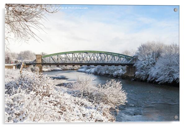 A winter view of Fatfield Bridge Acrylic by Bryan Attewell