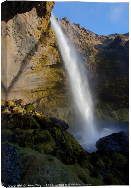 Kvernufoss waterfall, Iceland Canvas Print by Hazel Wright