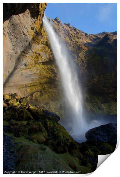 Kvernufoss waterfall, Iceland Print by Hazel Wright