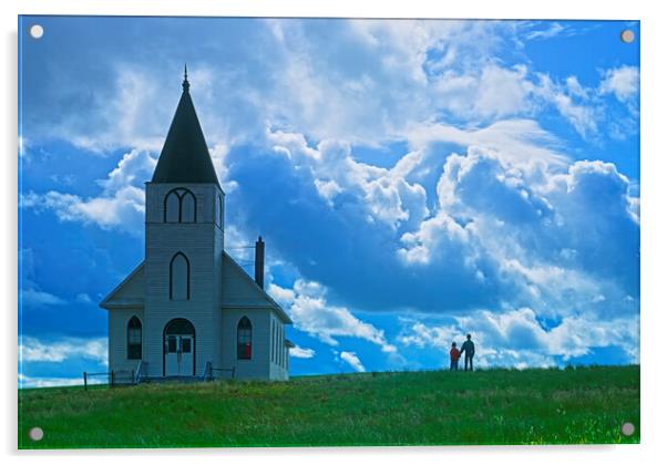 Country church Acrylic by Dave Reede